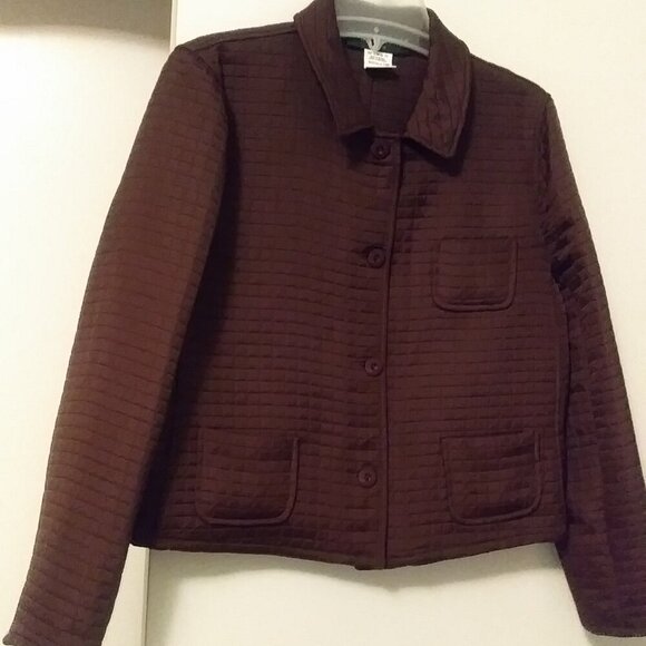 Harvé Bernard Holztman Quilted Jacket – Chocolate Brown Size 14P - Picture 1 of 8